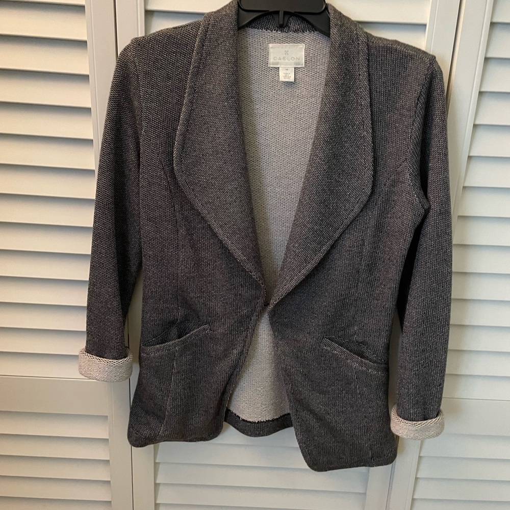 Caslon Gray Knit Blazer with Shawl Lapels